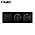 Wall Mounted Switch Socket Combination 300W 2 Button Touch Light Switches And Plugs for sale