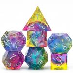 Natural Resin Translucent Rainbow Dice Set Color Changing Portable for sale