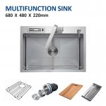 27' Undermount Single Bowl Stainless Steel Kitchen Sink 16 Gauge Knife Holder 68x48 for sale