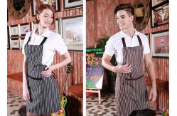 China Black And White Stripes Kitchen Cooking Aprons Adjustable With Widen Strap Design supplier