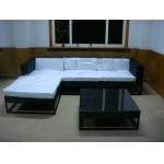 PE Rattan Sleeper Sofa , Fashion Indoor L Shape Lounge Sofa Set for sale