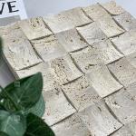 Natural Marble Beige Travertine Mosaic Floor Wall Tile Concave Background Wall Culture Tile for sale