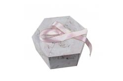China Creative Hexagonal Cardboard Gift Boxes With Ribbon Closure Marble Surface supplier