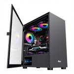 ETEK Computer Case - Cool and Clean Designed, Integrated Stamping Steel Front Panel,Tempered Glass Hinged Swing Doors for sale