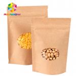 Kraft Paper Mylar k Storage Bags With Window , Tea / Coffee Bean Packaging for sale