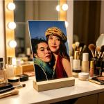 7inch 8inch Sublimation Aluminum Photo Frame Bamboo Base Blanks Custom Metal Picture Frames for sale