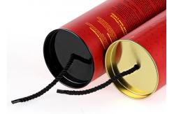 China Custom Paper Tube Packaging Cardboard Paper Tube With Metal Movable Lid And Ribbon supplier