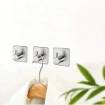 Durable and Waterproof Stainless Steel Adhesive Hooks for Bathroom and Kitchen