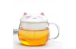 China Fancy Cartoon Glass Tea Tumbler With Infuser , Pyrex Glass Tea Travel Mug supplier