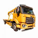 HTC Howo 10 Tons Flat Wrecker With 8 Tons 4 Section Arm Crane     Tractor With Crane  Roollback  With Crane for sale