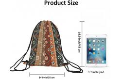 China Boho Floral Drawstring Bag Backpack Bohemian Style Tribal Art Batik Seamless Pattern supplier