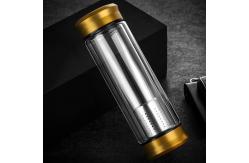 China Safe Reusable Glass Bottles , Build In Tea Mesh Net Insulated Drink Bottle supplier