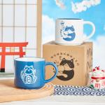 Ready To Ship In Stock Customized ceramic mug Blue and white cat cup for sale