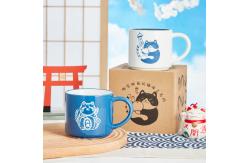China Ready To Ship In Stock Customized ceramic mug Blue and white cat cup supplier