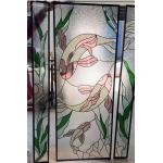 Custom Koi Design Entry Door Glass Insert Decorative Glass Panel Beveled Glass for sale