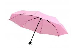 China Metal Shaft Lady Pink 3 Foldable Umbrella Fiberglass Frame 21 Inch 8 Ribs supplier