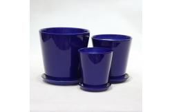 China Indoor Lightweight Blue Ceramic Pots With Drainage supplier