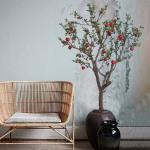 Simulated Space Decor Artificial Pomegranate Tree Landing Bonsai Ornamental Greenery for sale