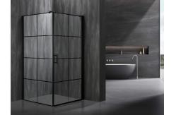 China Stylish Square Shower Enclosures With Printing Glass And Black Frame supplier