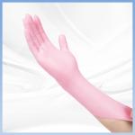 Soft Fitting Pink Disposable Synthetic Nitrile Gloves Anti - Static for sale