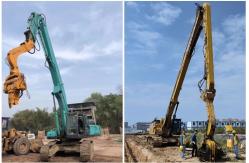China Excavator long reach Vibrating Pile Driving Arm For Construction Piling Solutions supplier