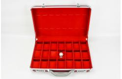 China Lockable Aluminum Watch Display Case For 37 Watches Red PU Leather Material supplier