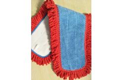 China 450gsm Blue Twisted Red Tassels Microfiber Wet Mop Pads Environment Friendly supplier