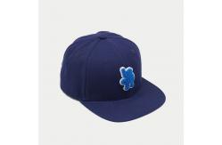 China Personalized Flat Brim Snapback Hats Snap Button Adjustable Navy Blue Towel Embroidered supplier