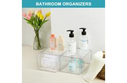 China 2 Pack Makeup Organizer Storage Drawers Plastic Storage Bins Stackable supplier