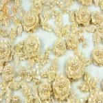 High End Pure Hand Embroidery Lace 135cm Width 3D Beaded Lace Applique for sale