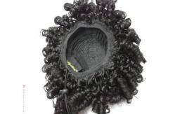 China OEM Short Black Deep Wave Synthetic Pony Tail Wigs for Ladies supplier
