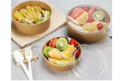 China Microwavable Bio-degradable Disposable Kraft Paper Bowl With Pastic lid supplier