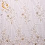 Handmade Beaded White Lace Fabrics Water Soluble 80% Nylon for sale