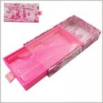 Glitter Eyelash Packaging Box With Money Print Design And Clear Slide Cover
