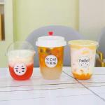 U Shape 16oz Plastic Bubble Tea Cups Single Wall 70mm Diameter