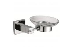 China Satin Soap Case Wall Mounted Glass 304 Stainless Steel Bathroom Soap Holder supplier