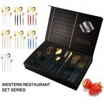 Custom Stainless Steel Cutlery Set 24 Piece Gold Cutlery Set For Hotel Restaurant for sale