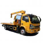Customized 4X2 Dongfeng Brand Flatbed Tow Wrecker Truck 130HP 4.2 Meters Flatbed Body With  8 Tons Crane for sale