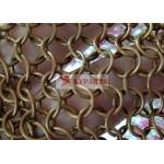 Brass / Copper Hand Woven Ring Mesh Drapes For Wall Decoration And Curtain for sale