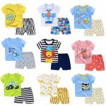 Summer Kids Pajama Set Plain Animal Short Sleeve Tee And Shorts for sale