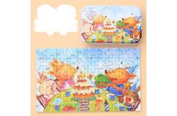 China Baby Cartoon Animal Puzzle Print Jigsaw Puzzle Educational Toy With A Tin Box supplier