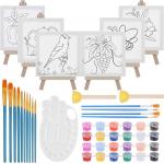 OEM ODM 6 Pack Pre Printed Painting Set With Paints Brushes Palette And Easels for sale