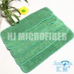 Green Microfiber Wet Mop PadsHard wire drawn coral fleece piped wet mop pad for sale