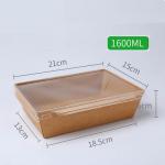 Salad PET Lid Rectangular Kraft Paper Disposable Food Container With Lid
