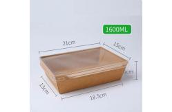 China Salad PET Lid Rectangular Kraft Paper Disposable Food Container With Lid supplier