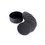 Two Sides PU Leather Drink Coasters Set Round Black Glass Coasters for sale