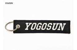 China Motorcycle Embroidered Fabric Keychain Eco Friendly Smooth Merrow Border supplier
