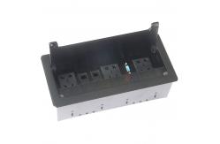 China Table Hidden Manual Flip Up Desktop Outlets Box With Aluminum Alloy Panel Cover supplier