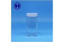 China Transparent Square Peanut Butter Blueberry Jam Cacao Paste PET Jars Screw Top Lid supplier