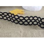 Polyester Hollow Out Water Soluble Black Lace Ribbon Trim Double Oval Pattern